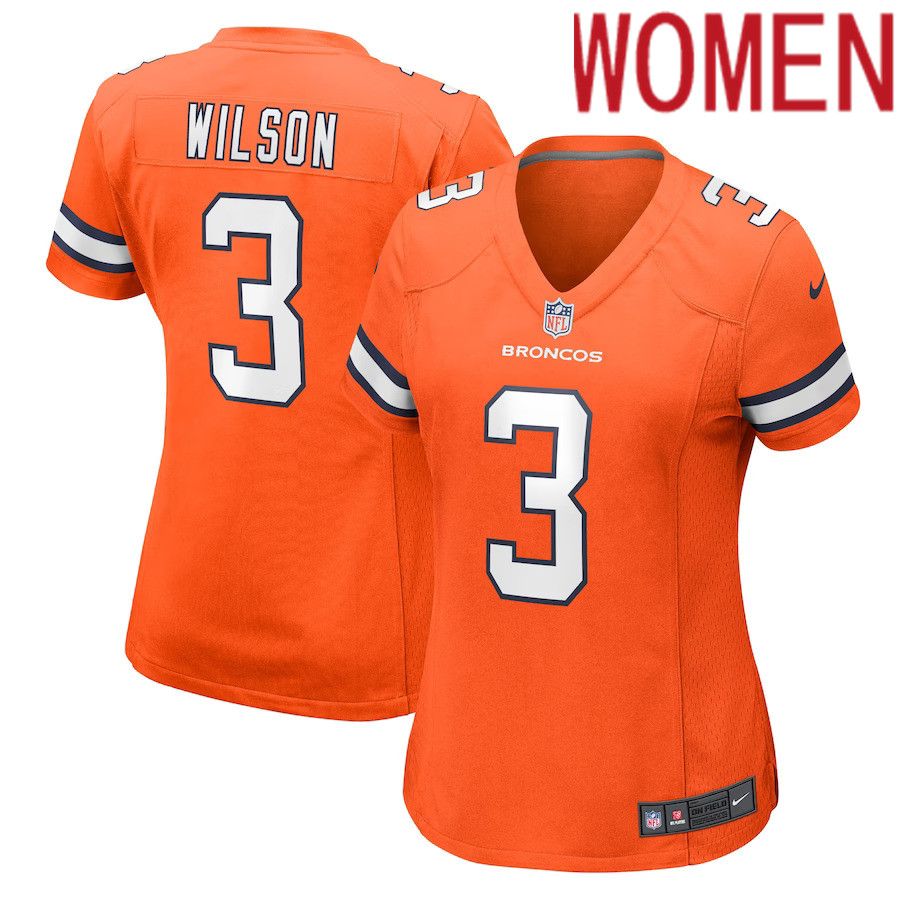 Women Denver Broncos #3 Russell Wilson Nike Orange Player Game NFL Jersey->women nfl jersey->Women Jersey